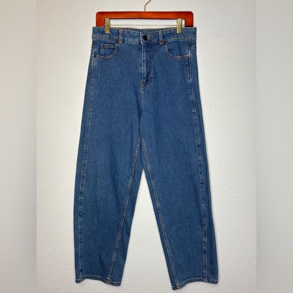 Whistles High Waisted Barrel Leg Jean Denim Stretch in Denim Blue 29 - Picture 3 of 6